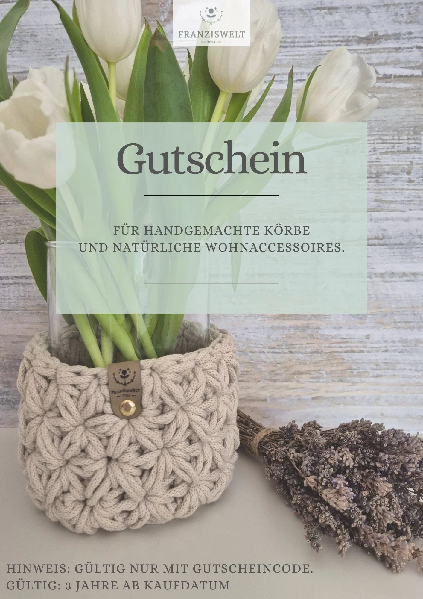 Geschenkgutschein für handgemachte Wohnaccessoires | Franziswelt aus recycelter Baumwolle - handgemacht von FRANZISWELT