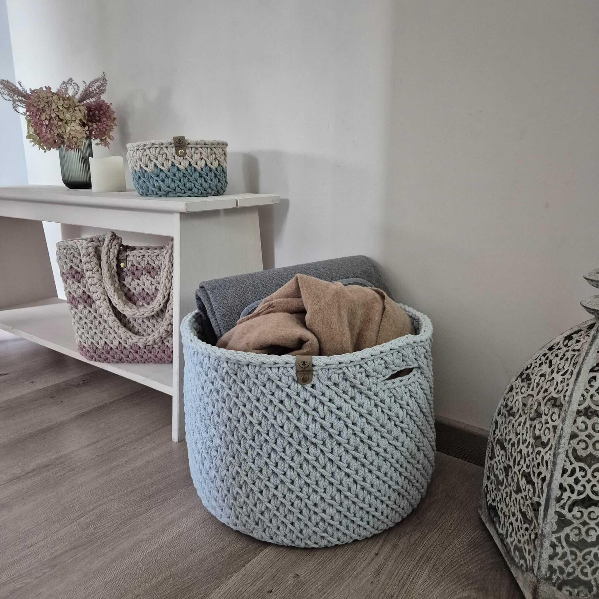 XL Häkelkorb – Handgemachte Aufbewahrung & Wäschekorb aus Baumwolle - FRANZISWELT -2024-