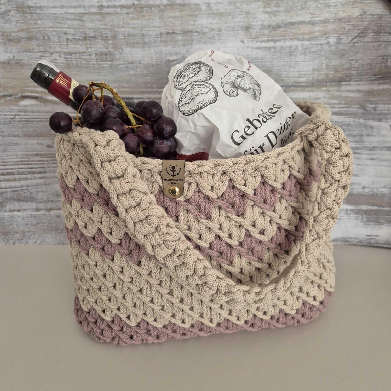 Häkeltasche aus Baumwolle – zweifarbig, handgemacht & nachhaltig - FRANZISWELT -2024-